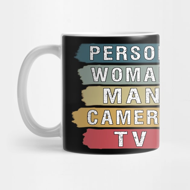 person woman man camera tv by BuzzTeeStore